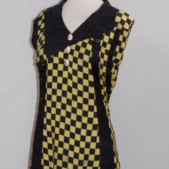 Yellow & Black Checkered Dress - Picture 9 of 15
